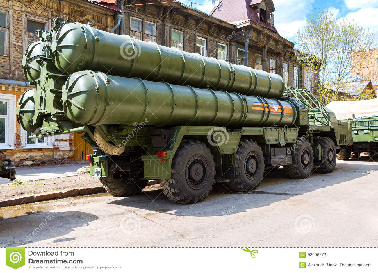 Russian anti aircraft missile system sam s parked up th samara russia may city street